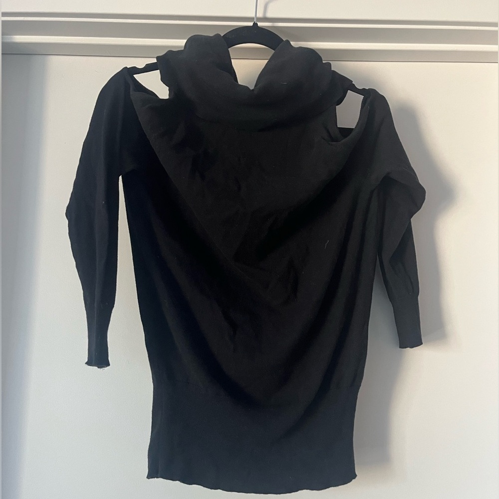 The Limited | Cowl Neck Open Shoulder Sweater | Black | XS